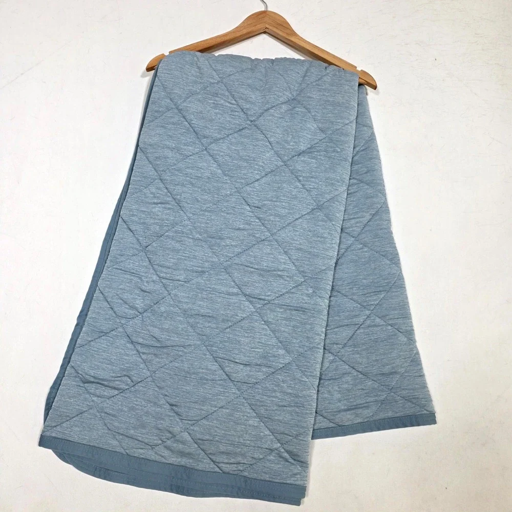 Sutton Place Collection Quilted Throw Blanket 66x112 Blue Heathered Jersey Cozy